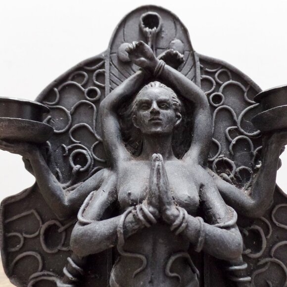 Kali The Black Goddess Bound And Kneeling Gothic Candle Holder - Picture 12 of 14